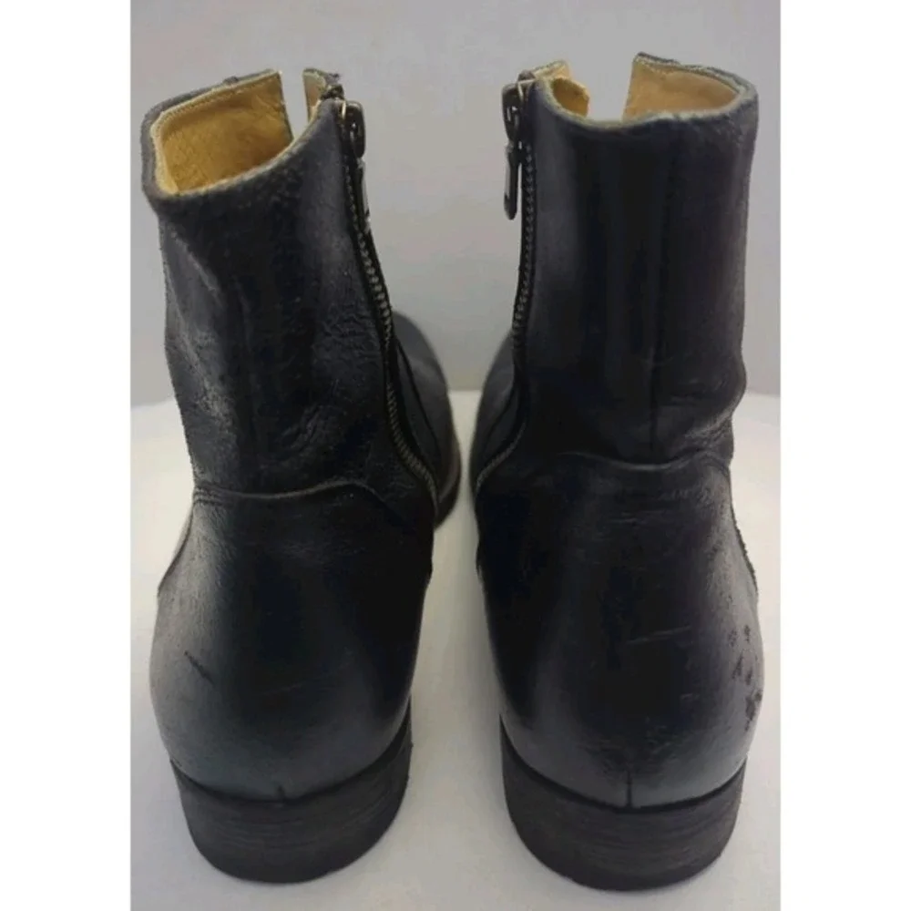 Billy‎ Reid Men Black Ankle Chukka Moto Boots Side Zip Handmade Italy 7.5-8 READ